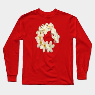 Plumeria Tropical Flower Garland Wreath-Like Pattern Long Sleeve T-Shirt